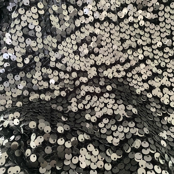 Black Sequin Open Back Crop Top - Picture 3 of 5